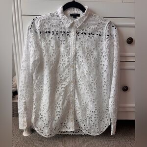 White Eyelet Lace Womens Shirt